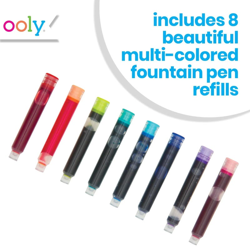 Ooly Color Write Colorful Fountain Pen Ink Refills, Set of 8, Multicolor Refills Compatible with Ooly Fountain Pens Only, School Supplies - Image 2